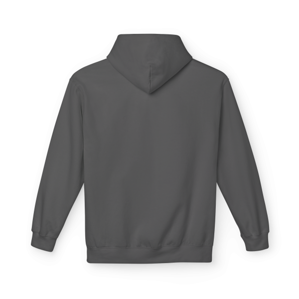 Charcoal grey Christian fitness hoodie featuring a Spartan warrior lifting a barbell with the bold "Pray Eat Lift" slogan for faith-driven athletes and strength training enthusiasts.