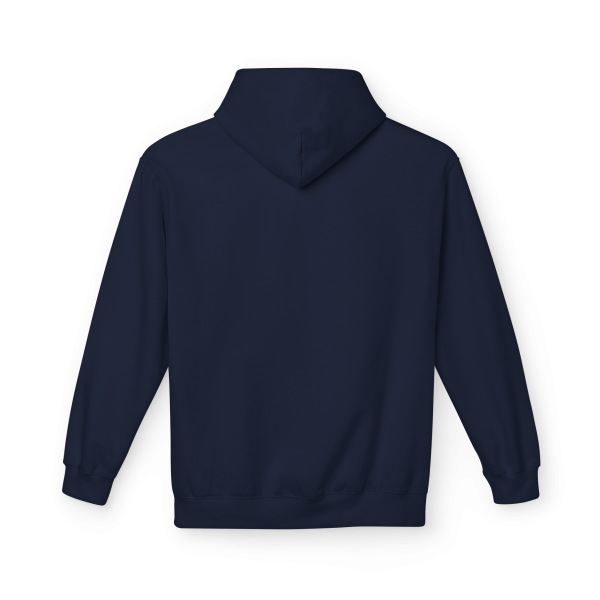 Navy blue Christian fitness hoodie featuring a Spartan warrior lifting a barbell with the slogan "Pray Eat Lift" and faith-based gym motivation design.