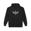 Black Christian fitness hoodie featuring a Spartan warrior lifting a barbell with the slogan "Pray Eat Lift" and faith-inspired strength training design.