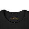 Women's black Christian fitness t-shirt featuring a female weightlifter graphic with the slogan "Pray. Eat. Lift." and "Powered by Purpose."